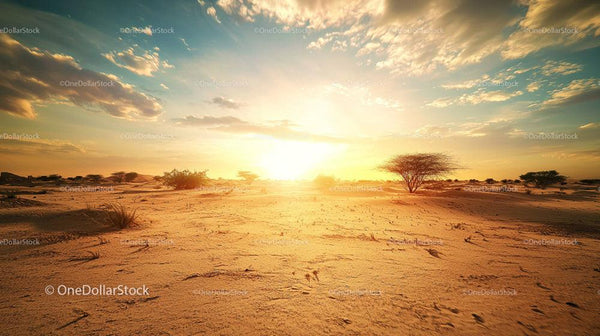 Golden Sunset Over Expansive Gold Landscape