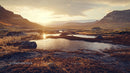 Sunset Over Tranquil Mountain Lake with Serene Reflection