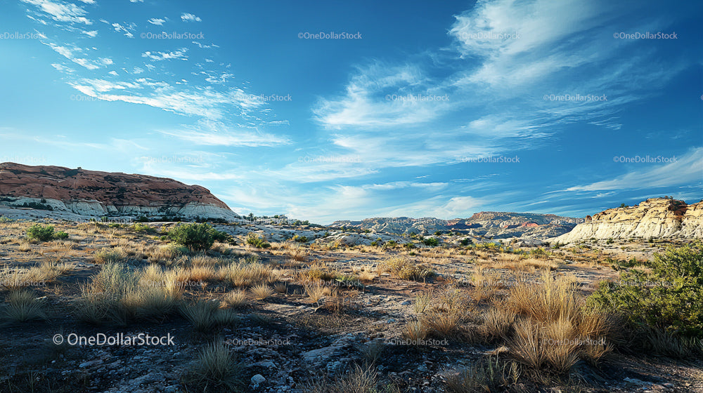 Dramatic Desert Landscape with Sandstone Formations