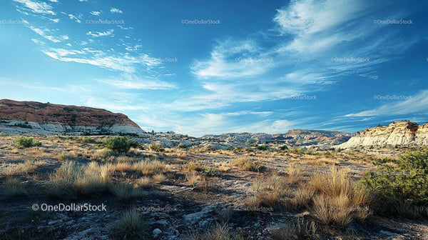 Dramatic Desert Landscape with Sandstone Formations