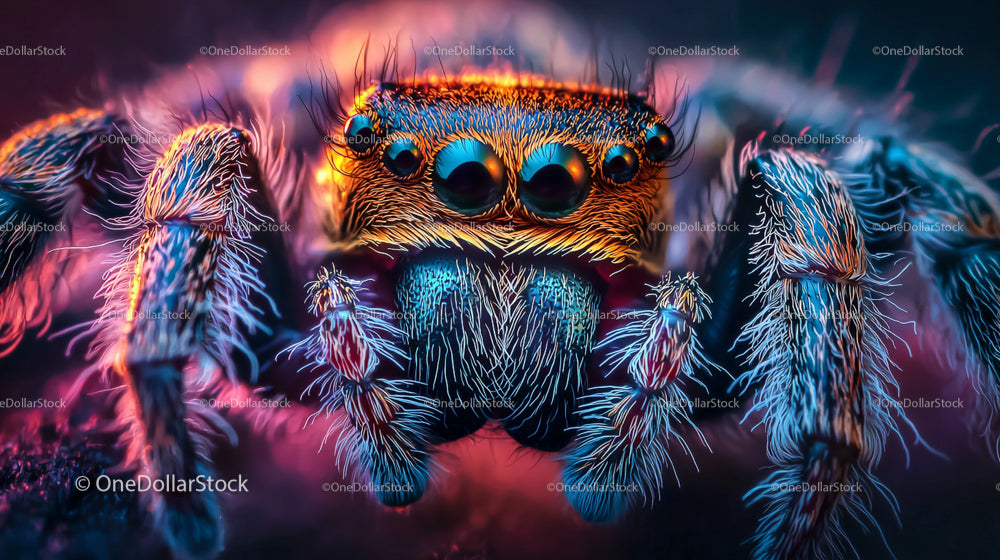 Vibrant Macro of a Jumping Spider with Striking Colors