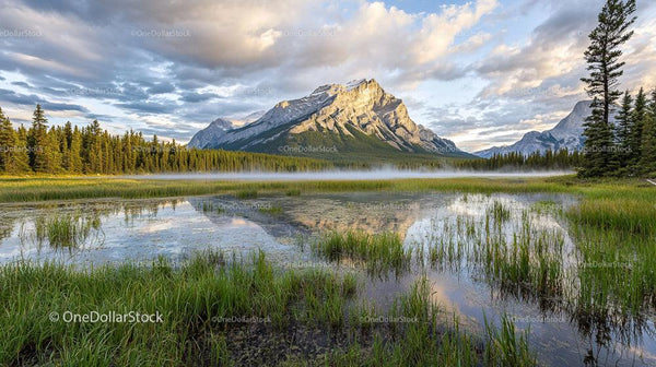 Majestic Mountain Landscape with Lake Reflection