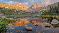 Sunset Reflections on a Serene Mountain Lake