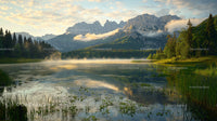 Serene Lake Reflection with Alpine Mountains at Sunrise
