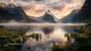 Misty Morning at Majestic Mountain Lake