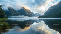 Majestic Mountains Reflecting on Serene Lake at Sunrise