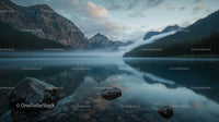 Scenic Mountain Lake with Misty Morning Reflection