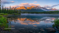 Sunrise Over Tranquil Mountain Lake with Forest Reflection