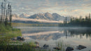 Tranquil Lake with Mountain Reflections at Misty Dawn