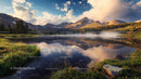 Serene Morning Mist Over Alpine Lake Amidst Majestic Mountains