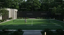 Woman Playing Tennis on Modern Outdoor Court