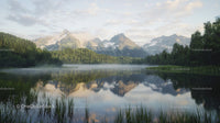 Tranquil Mountain Lake with Snow-Capped Peaks and Reflections