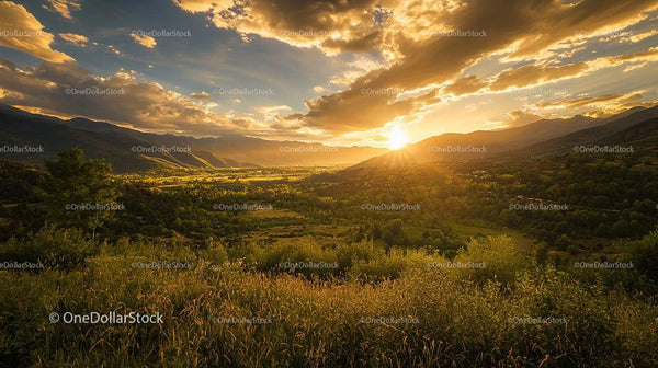 Stunning Sunset Over Mountain Valley