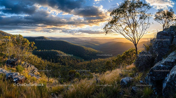 Golden Sunset Over a Majestic Mountain Range