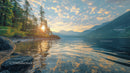 Serene Mountain Lake at Sunset with Reflective Waters