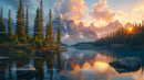 Majestic Mountain Landscape with Sunset Reflections