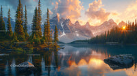 Majestic Mountain Landscape with Sunset Reflections