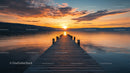 Serene Lake Sunset with Wooden Pier and Vibrant Sky