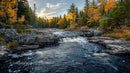 Autumn River Flowing Through a Colorful Forest Landscape
