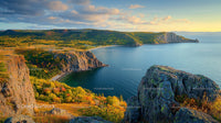 Scenic Coastal Cliffs with Autumn Foliage at Sunset