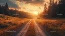 Golden Sunset Over Serene Forest Path