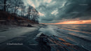 Dramatic Sunset Over a Tranquil Coastal Beach
