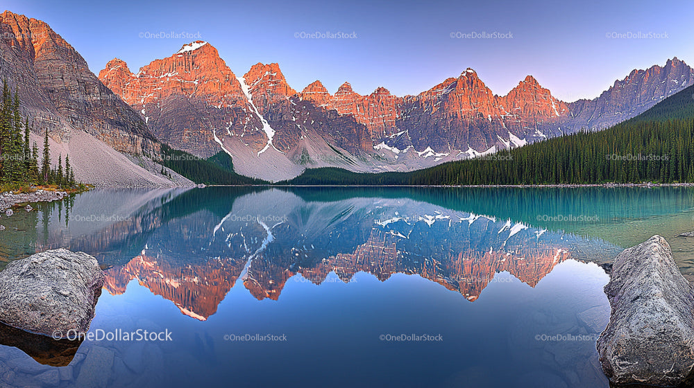 Sunset Reflection on Majestic Rocky Mountain Lake