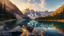 Majestic Mountain Lake with Snow-Capped Peaks at Sunset
