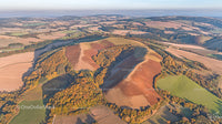 Aerial View of Rolling Hills and Autumn Foliage