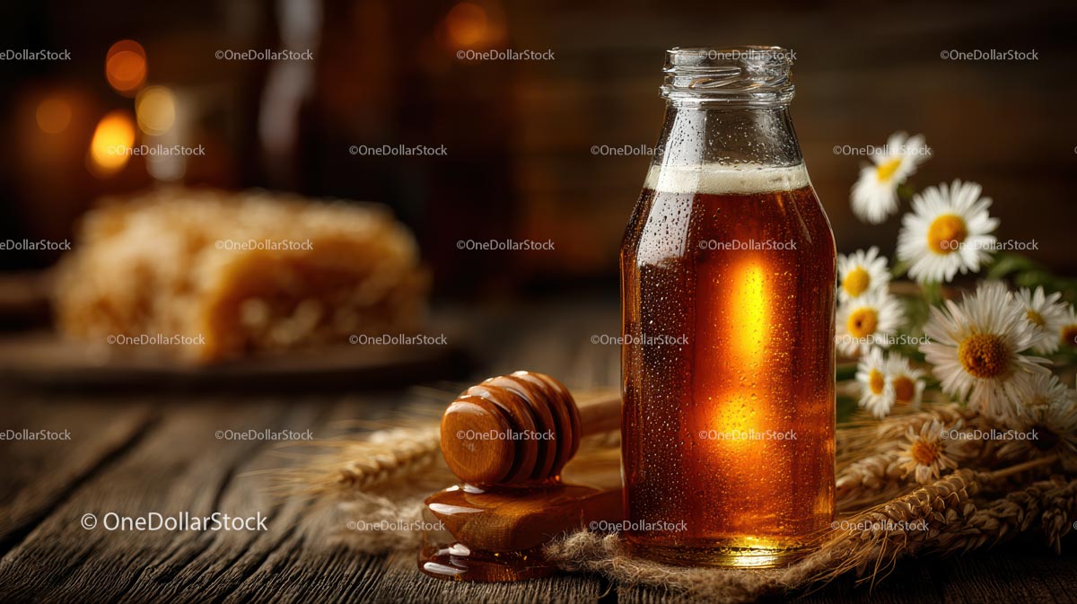Refreshing Natural Honey with Chamomile and Rustic Decor