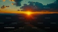 Sunset Over Majestic Mountain Range Panorama
