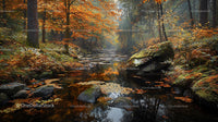 Tranquil Autumn River in a Forest with Colorful Foliage