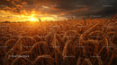 Golden Wheat Field at Sunset with Dramatic Sky