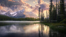 Scenic Mountain Lake at Twilight with Forest Reflection