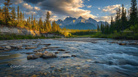 Pristine Rocky Mountain Landscape with Serene River