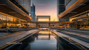 Sunset Over Modern Urban Architecture with Reflective Canal