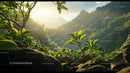 Lush Greenery Overlooking Majestic Mountain Scenery