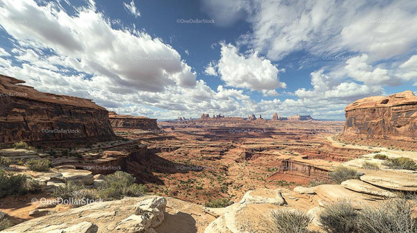 Majestic Canyon Landscape Under Dramatic Cloudy Skies