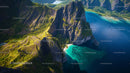 Aerial View of Dramatic Cliffs and Turquoise Waters