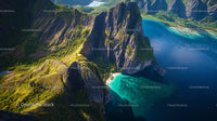 Aerial View of Dramatic Cliffs and Turquoise Waters