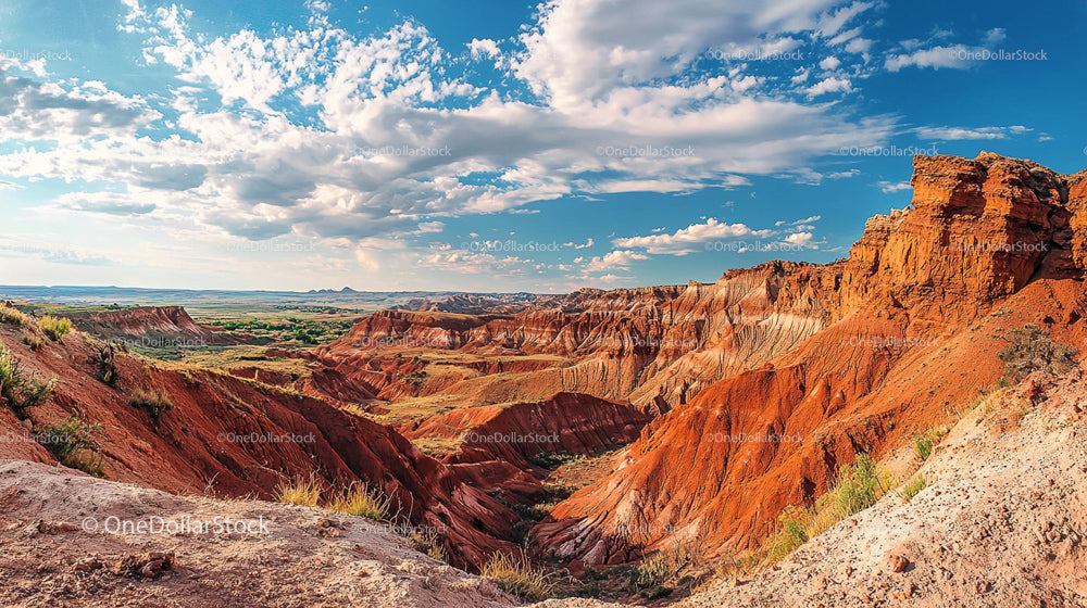Expansive Red Rock Desert Under Vibrant Blue Sky