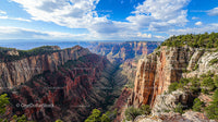 Majestic Grand Canyon with Red Rock Formations and Pine Trees