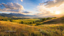 Sunset Over Rolling Hills and Vibrant Green Valley