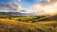 Sunset Over Rolling Hills and Vibrant Green Valley