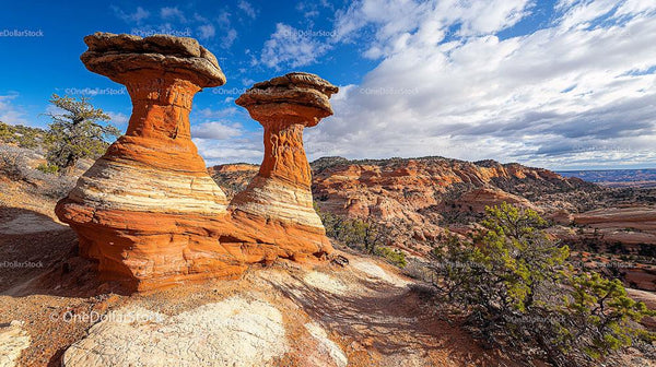 Majestic Sandstone Hoodoos in Arid Desert Landscape