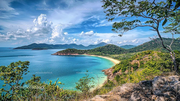 Tropical Island with Azure Waters and Lush Greenery