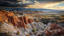 Dramatic Canyon Landscape at Sunset with Colorful Cliffs