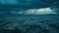Vast Plains Under Stormy Skies with Dramatic Clouds
