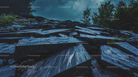 Slate Stone Landscape with Dramatic Overcast Sky