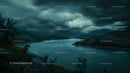 Dramatic Storm Clouds Over a Serene River Landscape